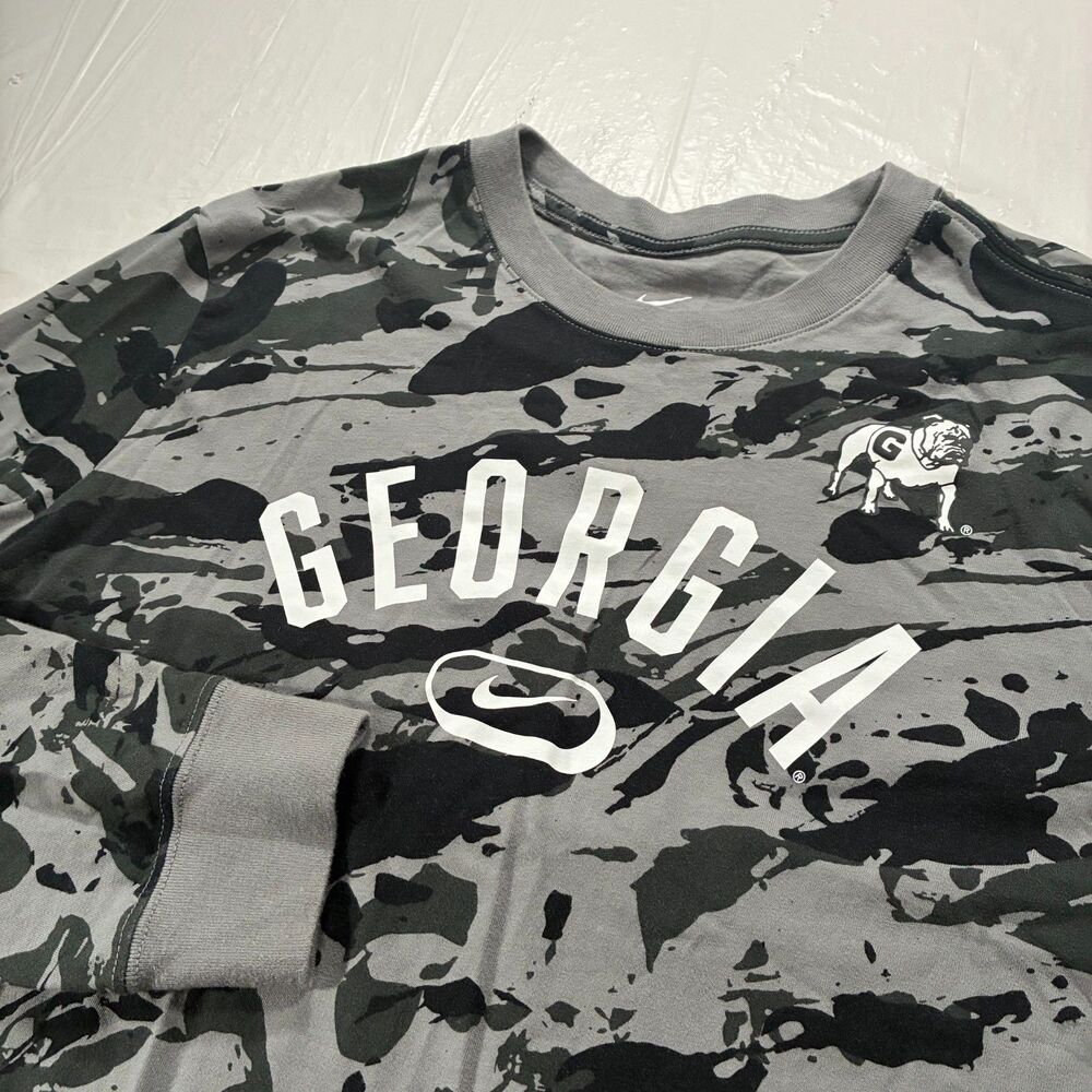 Georgia Bulldogs Nike Gray Camo Mens Medium Long Sleeve Shirt NCAA SEC